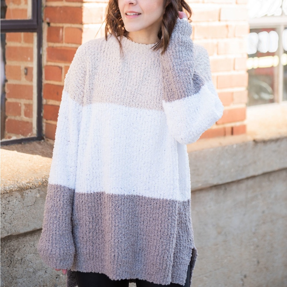 Striped Soft Color Block Pullover Sweater